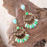 Legacy Blue and Lime Turquoise Golden Post Drop Earrings - Barse Jewelry - Flyclothing LLC