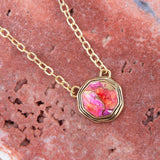 Luca Pink Magenta Spiny Oyster Golden Pendant Necklace - Barse Jewelry - Flyclothing LLC
