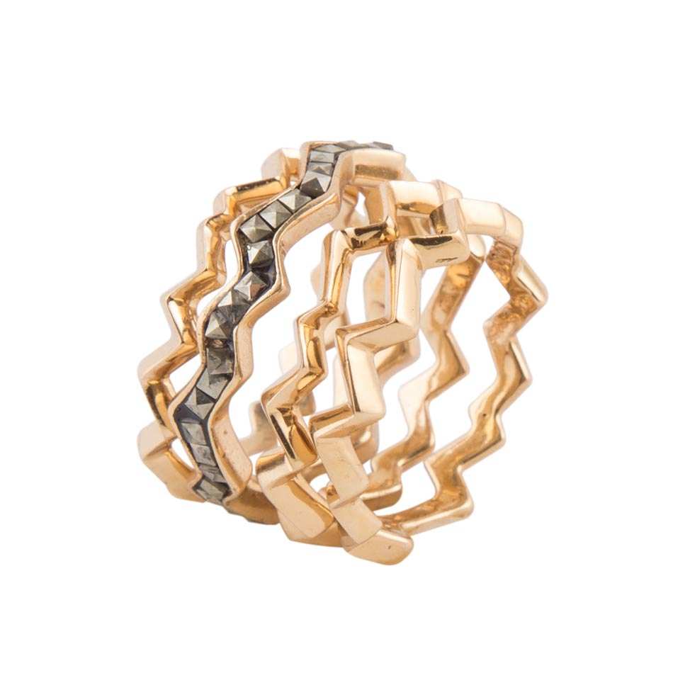Marcasite and Bronze Stack Ring Set - Barse Jewelry - Flyclothing LLC