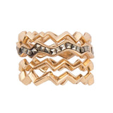 Marcasite and Bronze Stack Ring Set - Barse Jewelry - Flyclothing LLC