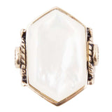 Golden Bronze White Mother of Pearl Ring - Barse Jewelry - Flyclothing LLC