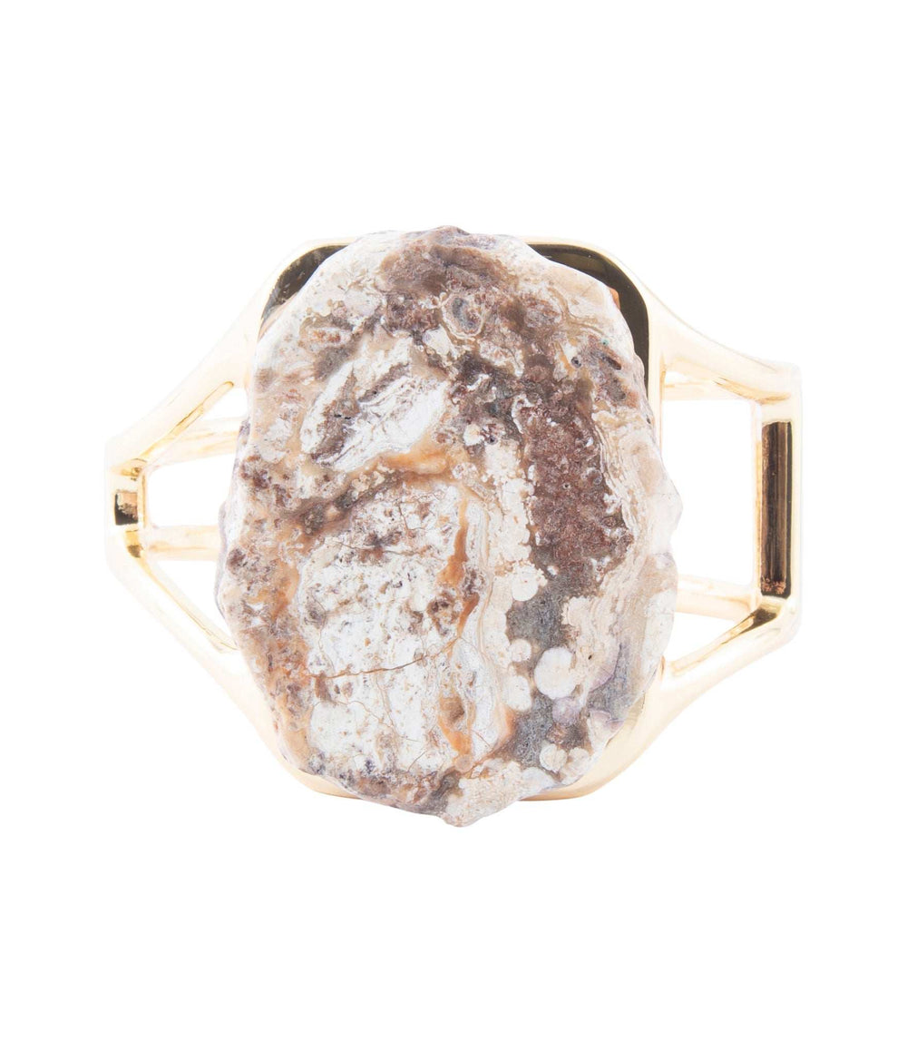 Brown Ocean Jasper Slab Golden Cuff Bracelet - Barse Jewelry - Flyclothing LLC