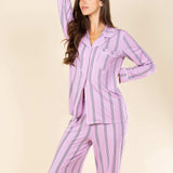 The Bubble Gum | Pink Striped Super Stupid-Soft™ Women’s Long Sleeve Pajama Set - Shinesty - Flyclothing LLC