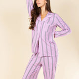 The Bubble Gum | Pink Striped SleepDeep™ Women’s Long Sleeve Pajama Set - Shinesty - Flyclothing LLC