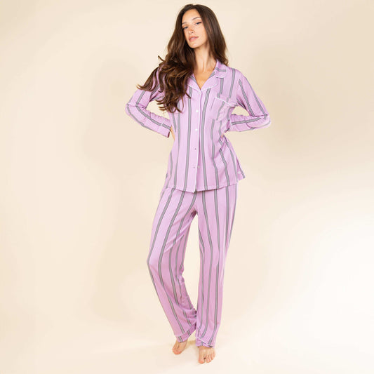 The Bubble Gum | Pink Striped Super Stupid-Soft™ Women’s Long Sleeve Pajama Set - Shinesty - Flyclothing LLC