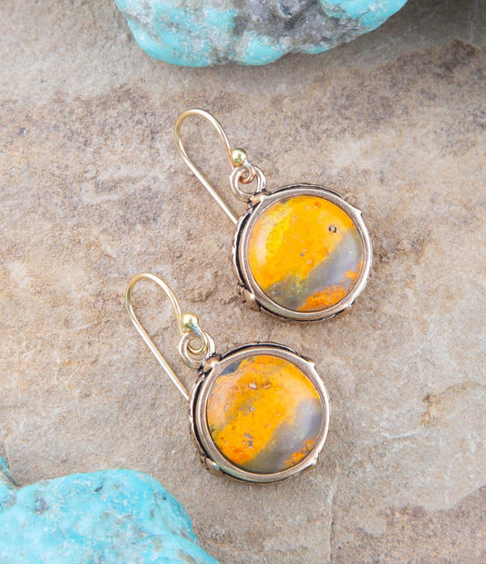 Bumblebee Jasper Round Drop Earrings - Barse Jewelry - Flyclothing LLC