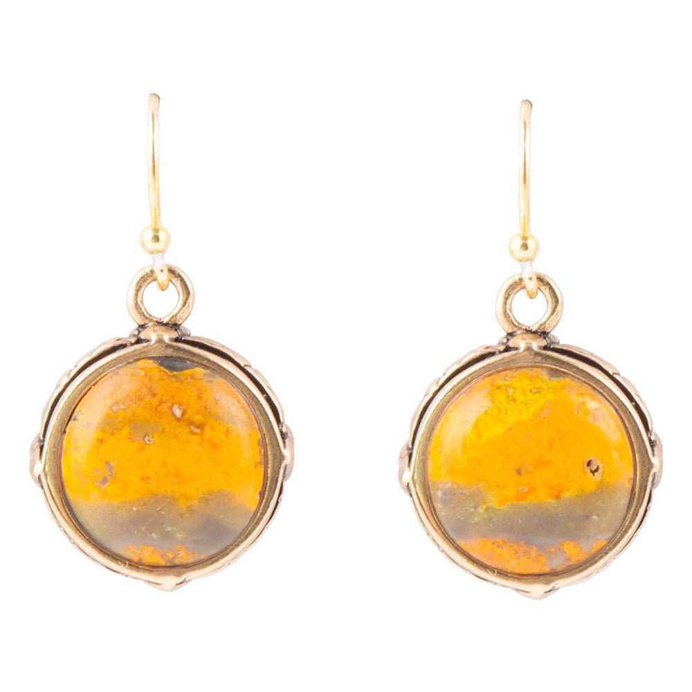 Bumblebee Jasper Round Drop Earrings - Barse Jewelry - Flyclothing LLC