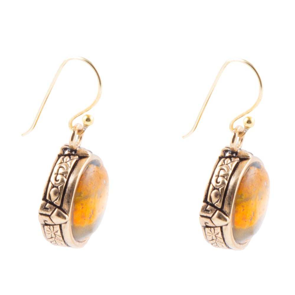 Bumblebee Jasper Round Drop Earrings - Barse Jewelry - Flyclothing LLC