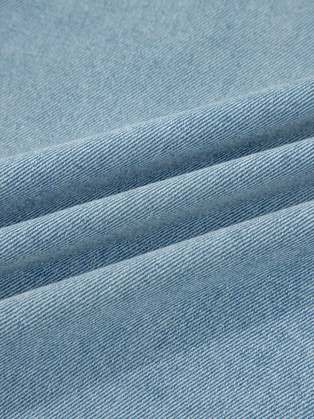 Elastic Edge Collared Zip Up Denim Jacket With Pocket - Trendsi - Flyclothing LLC