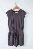 Knit Open Back Cap Sleeve Drawstring Romper - Trendsi - Flyclothing LLC