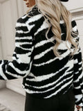Fuzzy Animal Print Collared Neck Coat - Trendsi - Flyclothing LLC