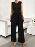 Round Neck Sleeveless Wide Leg Jumpsuit - Trendsi - Flyclothing LLC