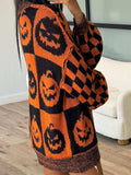 Exposed Seam Pumpkin Round Neck Long Sleeve Sweater - Trendsi - Flyclothing LLC