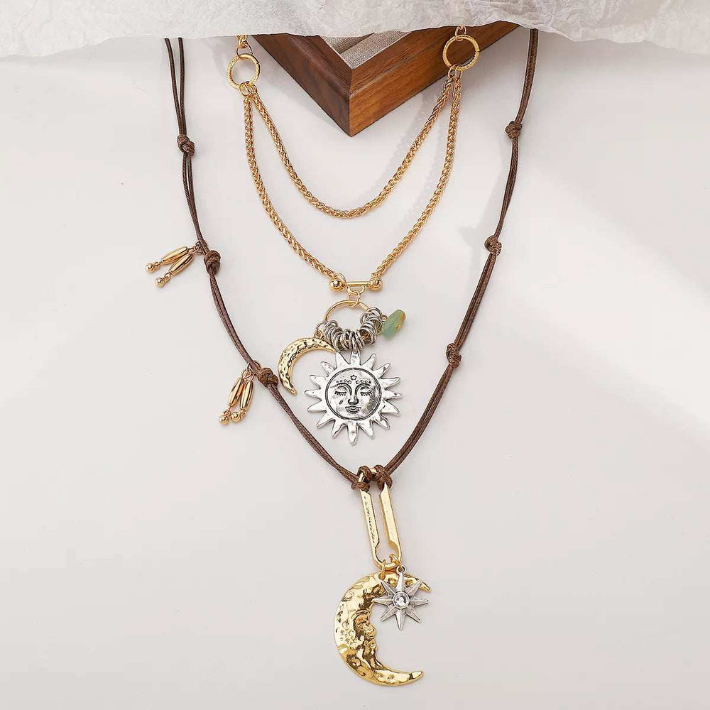 Moon & Sun Pendant Necklace - Trendsi - Flyclothing LLC