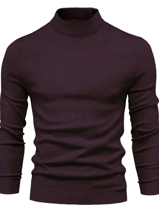 Men's Mock Neck Long Sleeve Sweater - Trendsi - Flyclothing LLC