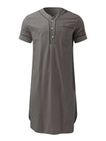 Men's Full Size Button Detail Short Sleeve Lounge Dress Plus Size - Trendsi - Flyclothing LLC