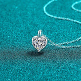 2 Carat Moissanite 925 Sterling Silver Heart Shape Necklace - Trendsi - Flyclothing LLC