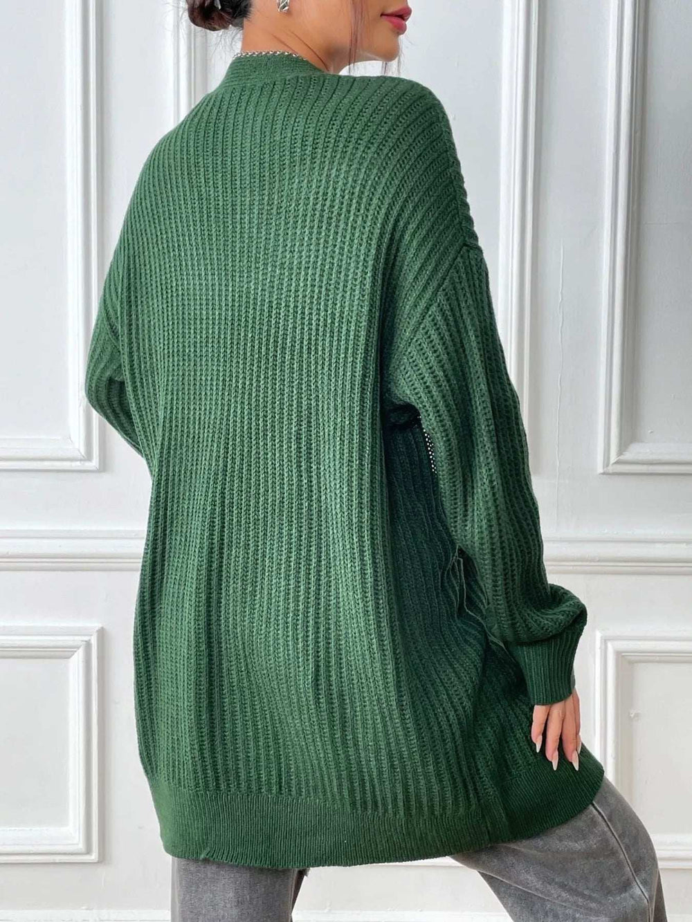 Open Front Drop Shoulder Cardigan - Trendsi - Flyclothing LLC