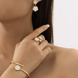 18K Gold-Plated Flower Jewelry Set - Trendsi - Flyclothing LLC