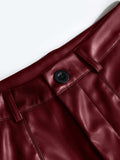 PU Leather High Rise Shorts - Trendsi - Flyclothing LLC