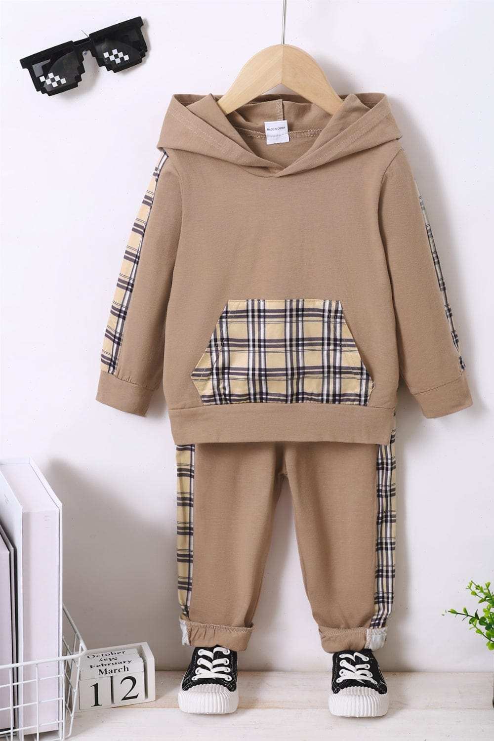 Children's Plaid Hoodie and pants Set - Trendsi - Flyclothing LLC