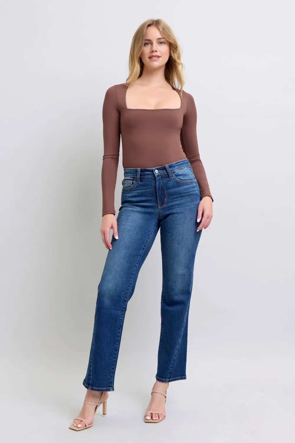 Judy Blue Full Size Side Seam Detail Straight Jeans with Pockets - Trendsi - Flyclothing LLC