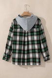 Drawstring Pocketed Plaid Hooded Jacket - Trendsi - Flyclothing LLC