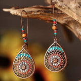Alloy Oil Drip Beaded Teardrop Earrings - Trendsi - Flyclothing LLC