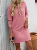 Striped Round Neck Long Sleeve Mini Dress - Trendsi - Flyclothing LLC