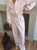Zip Up Drawstring Hoodie and Pants Set - Trendsi - Flyclothing LLC