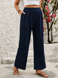 Elastic Waist Wide Leg Pants - Trendsi - Flyclothing LLC