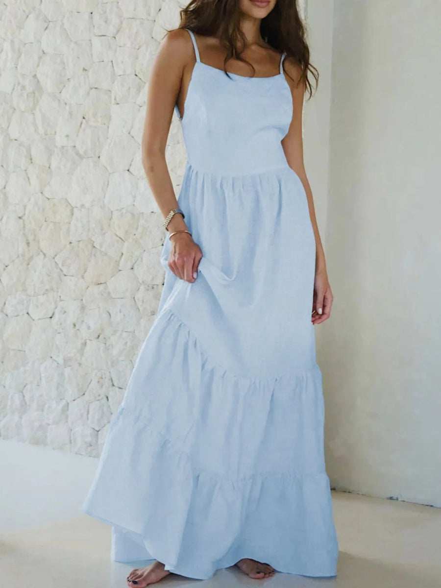 Tiered Maxi Cami Dress with Ruffled Hem - Trendsi - Flyclothing LLC