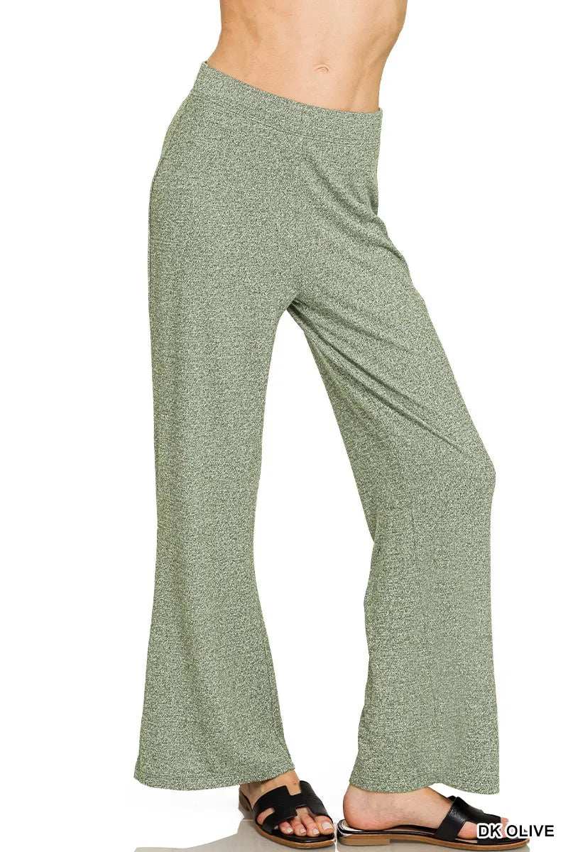 Zenana Soft Elastic Waisted Flare Pants - Trendsi - Flyclothing LLC