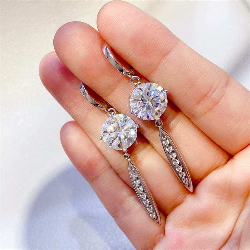 10 Carat Moissanite 925 Sterling Silver Earrings - Trendsi - Flyclothing LLC