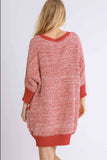 Umgee Full Size Ribbed Hem Round Neck 3/4 Sleeve Sweater Dress with Pockets Plus Size - Trendsi - Flyclothing LLC