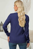 Textured Round Neck Long Sleeve Blouse - Trendsi - Flyclothing LLC