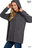 Zenana Hooded Brushed Melange Hacci Sweater - Trendsi - Flyclothing LLC