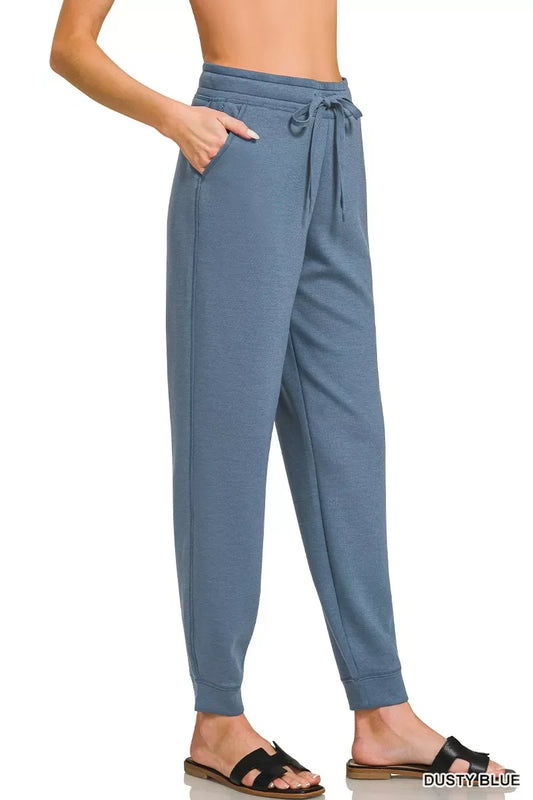 Zenana Drawstring Scuba Joggers with Pockets - Trendsi - Flyclothing LLC