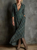 Full Size Plaid Button-Down Maxi Dress Plus Size - Trendsi - Flyclothing LLC