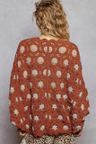 POL Openwork V-Neck Chenille Cardigan with Contrast Floral - Trendsi - Flyclothing LLC