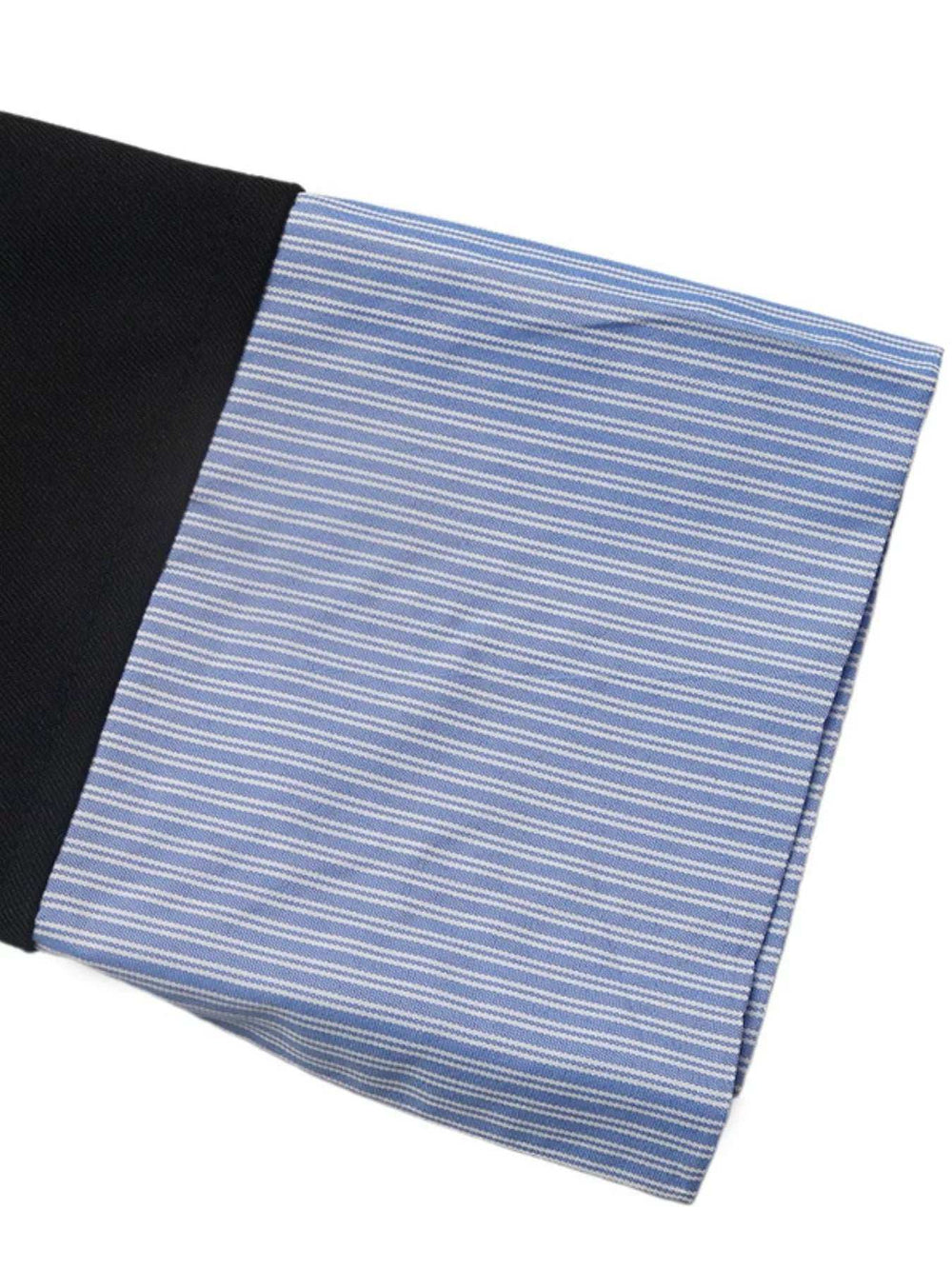 Striped Collar Long Sleeve Fake Two-Piece Blazer - Trendsi - Flyclothing LLC