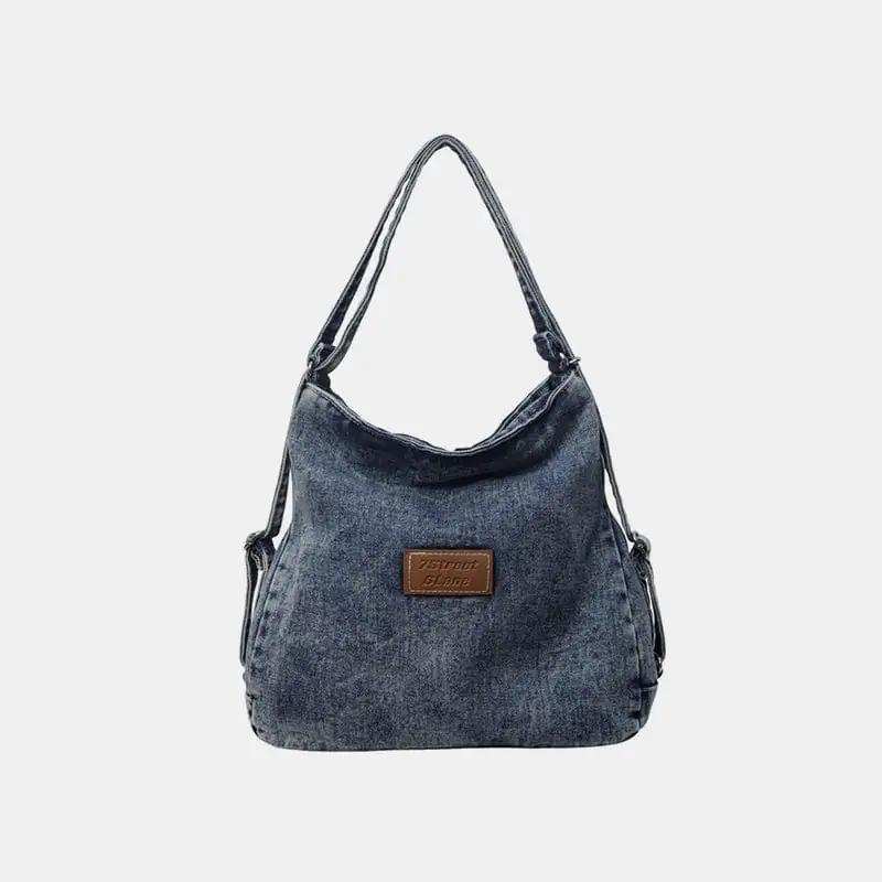 Adjustable Strap Denim Shoulder Bag - Trendsi - Flyclothing LLC