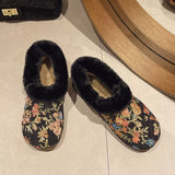Floral Pattern Plush Lined Slip-Ons - Trendsi - Flyclothing LLC