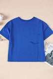 Patched Pocket Exposed Seam Oversize T-shirt - Trendsi - Flyclothing LLC