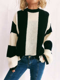 Color Block Round Neck Long Sleeve Sweater - Trendsi - Flyclothing LLC