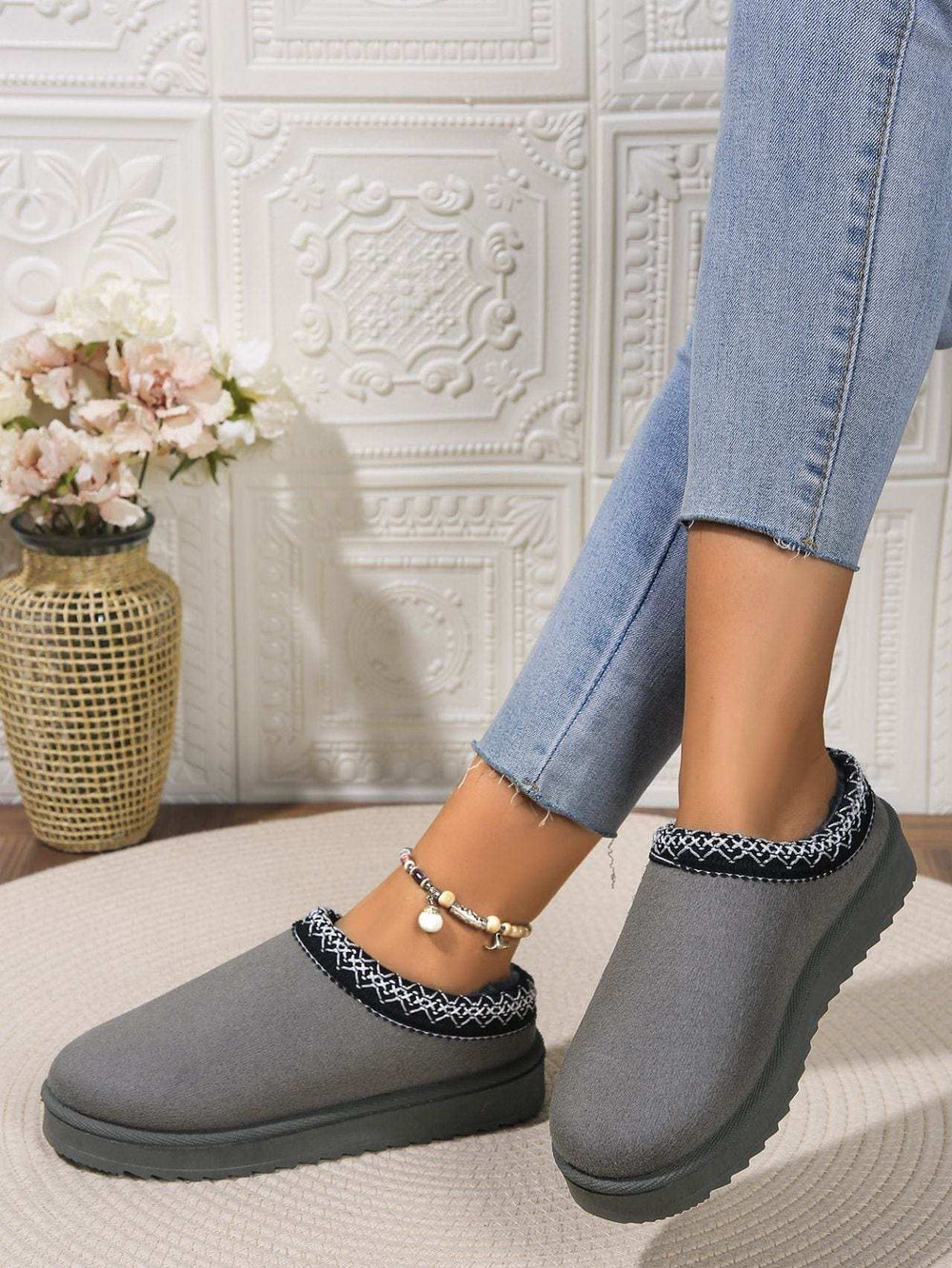 Round Toe Platform Slippers - Trendsi - Flyclothing LLC
