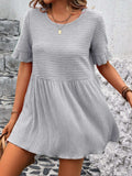 Round Neck Short Sleeve Blouse - Trendsi - Flyclothing LLC