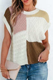Cable-Knit Color Block Round Neck Sweater Vest - Trendsi - Flyclothing LLC