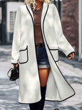 Full Size Contrast Trim Long Sleeve Coat with Pockets - Trendsi - Flyclothing LLC