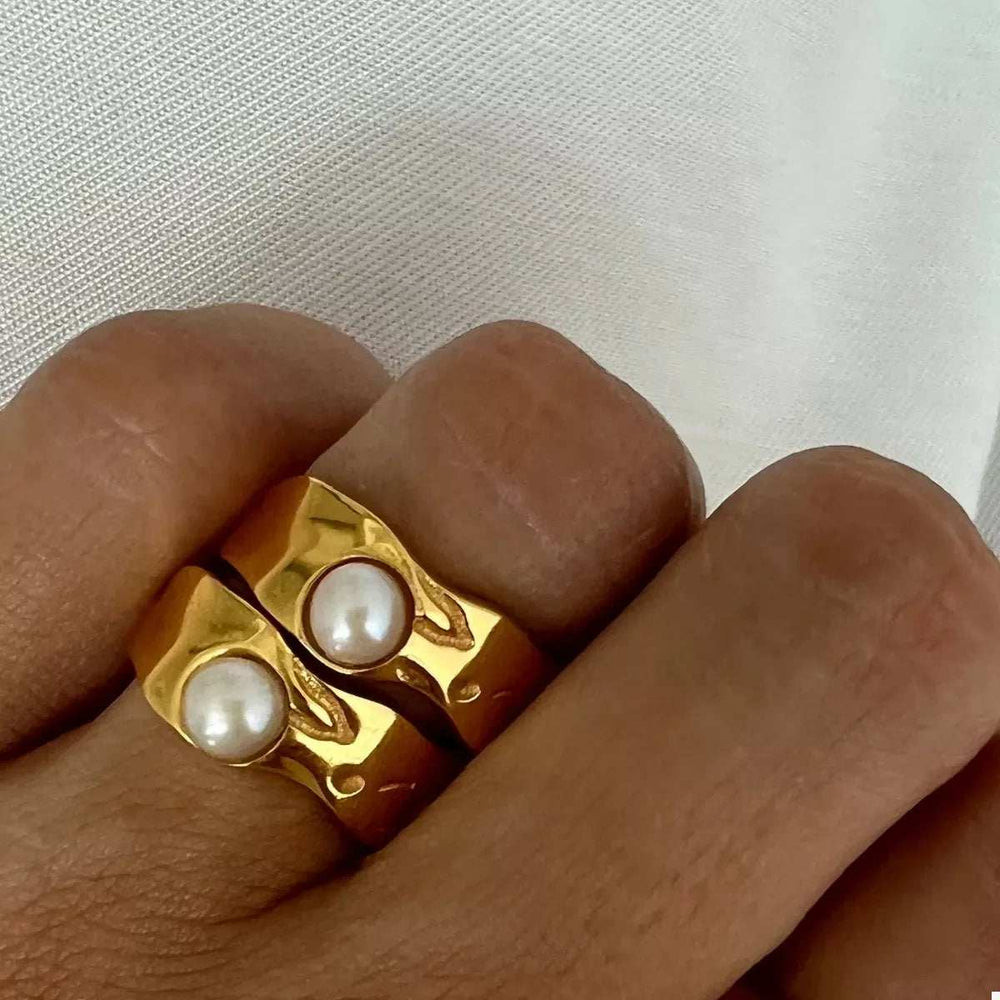 18K Gold-Plated Pearl Ring - Trendsi - Flyclothing LLC